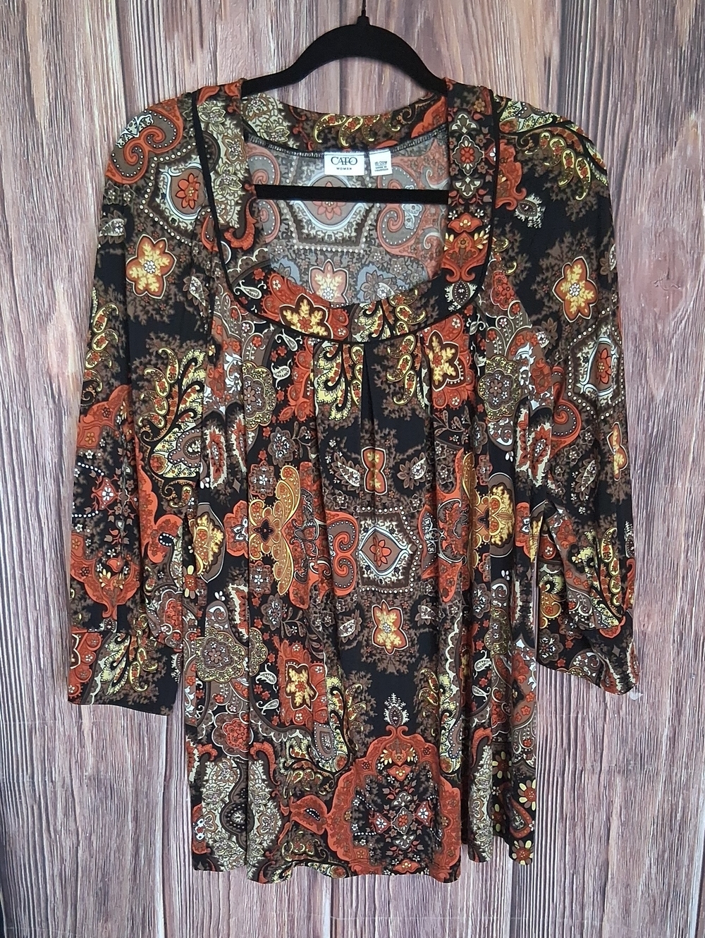 Cato Brown, Rust & Gold Paisley Tunic Size 18/20